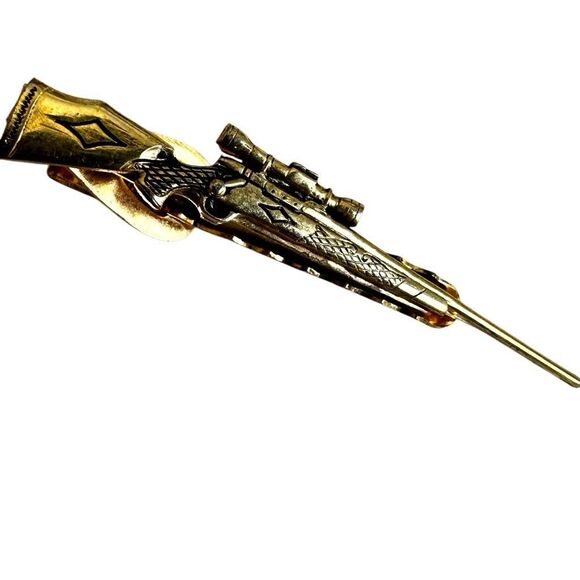 Vintage Kinney Co. Rifle Tie Clip โ Gold Tone Figural Gun Tie Bar - Picture 5 of 8